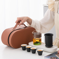 Tasse portable créative en céramique, théière avec 4 tasses service à thé de voyage pour le camping en plein air coffret cadeau pour thé de voyage