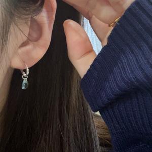 Pendientes de Clip de Plata de Ley S925 con Circonita Azul Menta en Forma de Gota de Agua, Elegantes, Frescos y Sencillos para Mujer, se Pueden Usar Dos Veces - Product Image 3