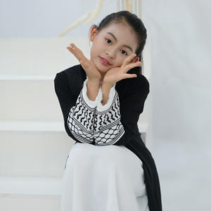 2024 alta calidad Abaya negro blanco Keffiyeh ropa musulmana niños <span class=keywords><strong>Abya</strong></span> vestido para niña - Product Image 6