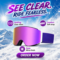 Masque de ski professionnel anti-buée avec protection UV400, grande vue, miroir argenté, cylindrique, double lentille, changement rapide magnétique