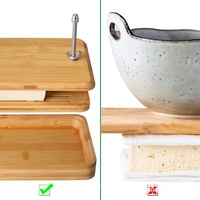 Direct beschikbare handmatige bamboe tofu pers huishoudelijke keuken drielaagse afdruipbak filter