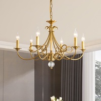 Lustre LED haut de gamme en cuivre massif, style français et américain, pour salon, design simple, bronze antique, 3500K, lumière chaude