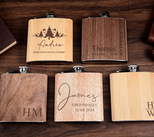 שם מותאם אישית חרוט ירך עץ בקבוק מתנה אישית הטוב ביותר עבור חתונה מסיבת רווקים - Product Image 3
