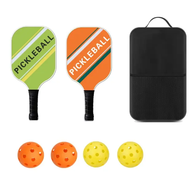 Racchette in fibra di vetro in fibra di carbonio Set 2 + 4 pz palle con sacchetto di stoccaggio e scatola di carta Kraft per l'intrattenimento di formazione per adulti