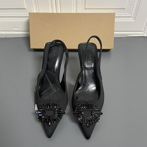 Productos dropshipping 2024 zapatos de mujer Sandalias de tacón alto con diamantes de imitación de tacón fino negro sandalias de mujer - Product Image 3