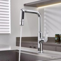 Robinet de cuisine allemand en acier inoxydable 304, poignée unique, extractible, rotatif, multifonctionnel pour balcon, évier