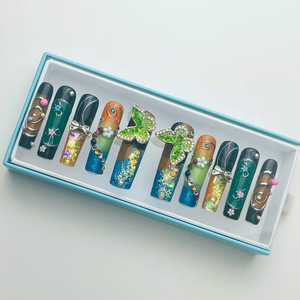 Ongles à presser en acrylique faits main de haute qualité, motifs mignons <span class=keywords><strong>dessin</strong></span>és à la main, personnalisables, prix de gros - Product Image 1