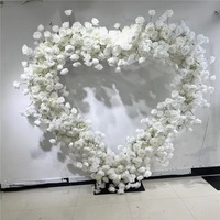 Bouquet de mariée SPR en promotion – Mur floral artificiel en soie (roses et hortensias) pour décoration de scène de mariage