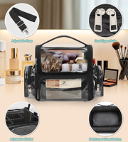 Relavel Travel Transparent Makeup Brush Holder Bag Clear Cosmetic Organizer Storage Bag with Shoulder Strap
