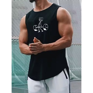 Wholesale Gym Tank Top Men Casual Summer Vest Style Sportswear Lightweight Material <b>Drop</b> Armhole Cut Crew Neck Tank Tops for Men - Product Image 5