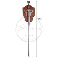 Réplique d'épée médiévale de croisé, en alliage de zinc, lame non affûtée, style chevalier templier, finition argent antique