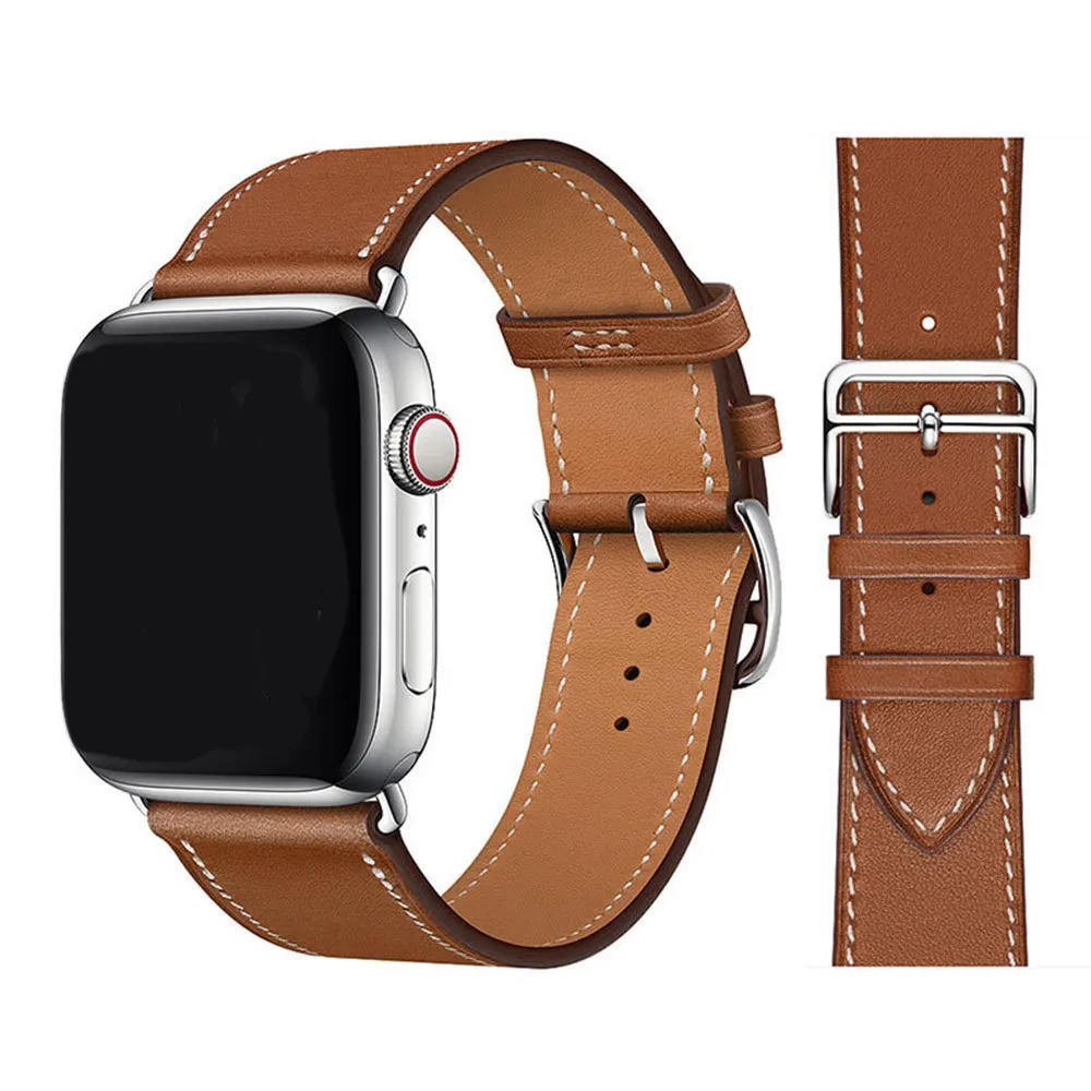 Luxury 38mm 45mm Classic Vintage Genuine Leather Women Mens Smart Watch Bands Strap For Apple I Watch Series 8 7 6 5 4 3