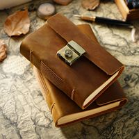 Journal à feuilles mobiles en cuir véritable A6 Classic Design Password Lock Handmade Writing Notebook Gift Sketchbook Travel Daily