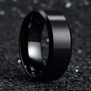 Black Frosted <b>Brushed</b> Tungsten Steel Ring 8mm Women Wedding Jewelry - Product Image 1