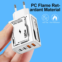 Chargeur rapide GaN PD Type C 120W en gros, adaptateur de charge rapide pour téléphone QC3.0 avec chargeur 4 en 1