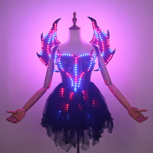 Vestido con alas de diablo iluminadas con LED, disfraz de demonio brillante para cosplay, Halloween, actuaciones en escenario - Product Image 1