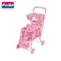 Poussette Feili pour poupées jumelles avec capote, poussette double pour poupées, jouets pour filles