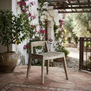 Chaise basse Blanca, chaise de salle à manger en bois massif tissé à la main, style antique, pour salon, café, meubles - Product Image 4
