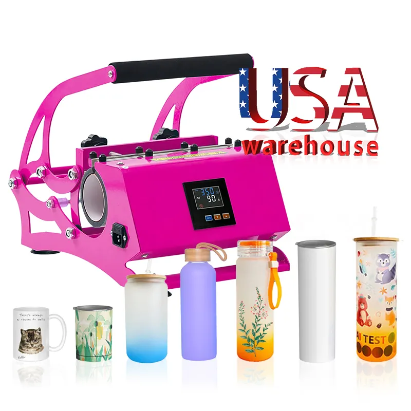 Usa Warehouse Kostenloser Versand All In One 15Oz 20Oz 30Oz Becher Kaffeetasse Tasse Hitze presse Maschine Sublimation mit allen Aufsätzen