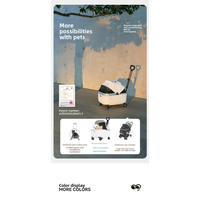Poussette pour chat de luxe en cuir grande capacité, portable, à roulettes, avec ventilateur rechargeable intégré, auvent en maille pliable, bouton écologique