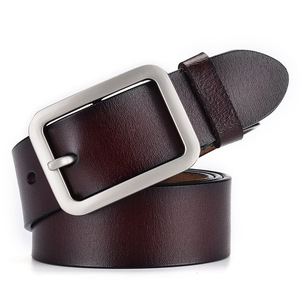 <span class=keywords><strong>Ceinture</strong></span> en cuir véritable pour hommes, unisexe, design simple et confortable, avec boucle à griffes en alliage, tenue décontractée pour jeunes - Product Image 1