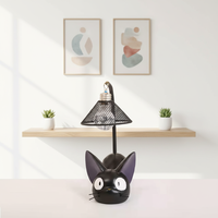 Nouvelle lampe de table en résine noire avec design de chat d'anime LED, mini lampe de nuit LED moderne pour la décoration de la chambre des enfants