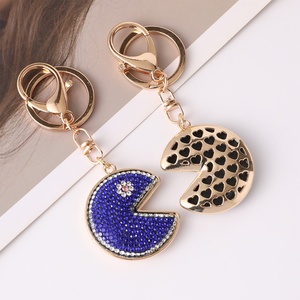 Porte-clés pendentif de sac pour couple <span class=keywords><strong>Pac</strong></span>-<span class=keywords><strong>Man</strong></span> en alliage de zinc incrusté de diamants, style <span class=keywords><strong>dessin</strong></span> <span class=keywords><strong>animé</strong></span>, mignon, euro-américain, cadeau, vente en gros - Product Image 2