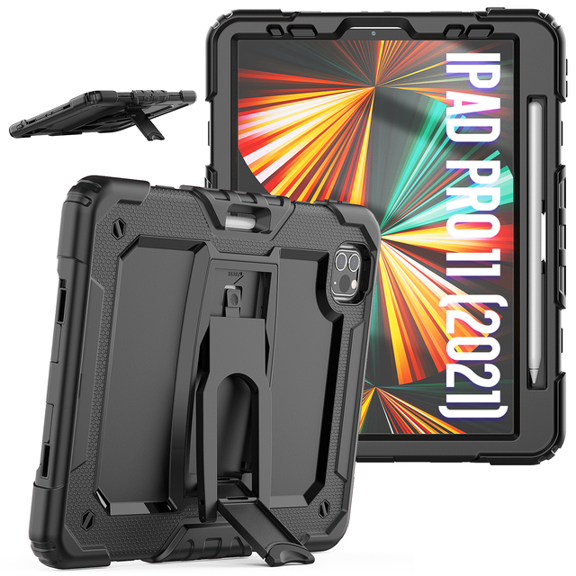 Heavy Duty Tablet Case With Kickstand for iPad Pro 11 Inch 2018/2020/2021 Shockproof Rugged Hybrid Armor Cover