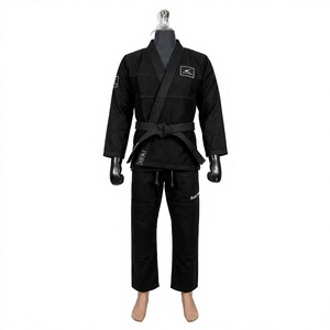 Kimono de BJJ noir BLACKTHORN WORLD, uniforme 100% coton 350GSM, coupe classique, unisexe, vêtements d'arts martiaux pour adultes avec logo sur la manche gauche - Product Image 1