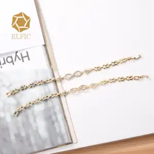 Elfic 파인 쥬얼리 팔찌 & Bangles 골드 팔찌 여성 3 색 지르코니아 Joyeria Infinito Pulseras Mujer Oro Laminado