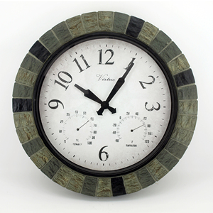 13 Inch <strong>Outdoor</strong> <strong>Clock</strong> Wall Garden <strong>Waterproof</strong> with Thermometer Silent Non-Ticking Modern Decor <strong>Clock</strong> - Product Image 5