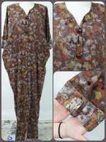 Robe à imprimé floral vintage prête à être expédiée, col en V, abaya, manches retroussables, ample, pour femmes musulmanes, livraison rapide en 7 jours
