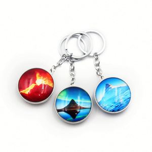 Customized Logo Color Printing Tourism Animal City Double Side Cabochon Keyring Round Transparent Glass Circle Keychain - Product Image 2
