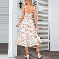 Oem Customize Robe à fente florale et à lacets pour femmes, robe fluide pour fête d'invités de mariage, robe de plage d'été à bretelles