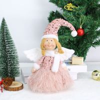 Poupée en peluche de Noël en gros, adorable fille avec jupe tutu, poupée ange elfe faite à la main pour décoration de fenêtre et de maison, ornement festif
