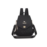 Tas Ransel Wanita Kain Oxford Hitam Baru, Tas Selempang Modis dan Serbaguna, Tas Travel Kasual Sederhana