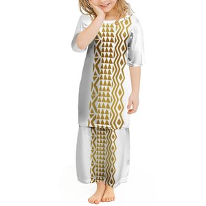 Großhandels preis Pacific Island Art Polynesian 2-14 Jahre Puletasi Mädchen Kleid Sommer Casual Kurzarm Kinder kleid - Product Image 5