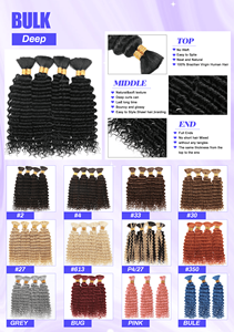 Cheveux humains pour tresses, tresses bohèmes, paquet de cheveux humains en vrac, vague profonde, yaki, pour tresses, sans trame, cheveux bouclés en vrac - Product Image 6
