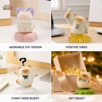 Conjunto de Figuras Rotativas Cat Blind Box em Resina Kawaii, Brinquedo de Mesa Giratório 360°, Presente Colecionável com Embalagem Original para Maiores de 14 Anos