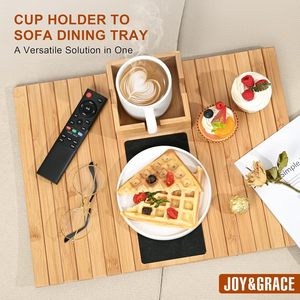 Chân Thành Tre Chống-Trượt Ghế Cup Chủ Có Thể Gập Lại Sofa Cánh Tay Khay Bảng Cho Ăn Uống Điện Thoại Di Động - Product Image 3