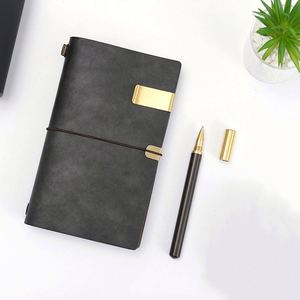 A6 Mahogany Pen <b>Set</b> Hand Ledger 2-Piece School <b>Notebook</b> Gift Box Strap Travel Diary Emboss Logo Graduation Christmas Back School - Product Image 6