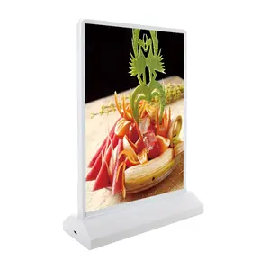 Battery powered rechargeable double sides A4 desktop price list billboard table stand LED light box display sign