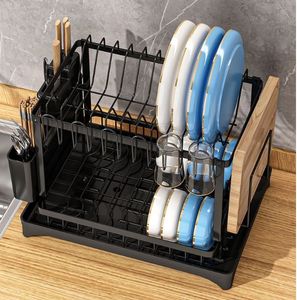Escurridor de Platos de Cocina con Diseño Hueco, Unidad de Almacenamiento para Fregadero con Estante Metálico para Cuencos y Platos - Product Image 4