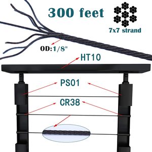 Cable <span class=keywords><strong>de</strong></span> acero inoxidable T316 para barandilla <span class=keywords><strong>de</strong></span> escalera interior, <span class=keywords><strong>cuerda</strong></span> <span class=keywords><strong>de</strong></span> alambre negra, 1/8, Avión <span class=keywords><strong>de</strong></span> grado marino, balaustrada artesanal, 7x7.300 pies W - Product Image 5