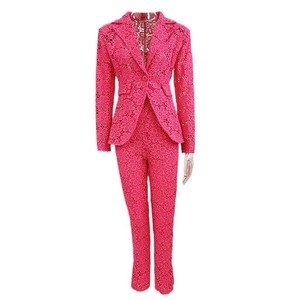 Setelan <span class=keywords><strong>Blazer</strong></span> dan Celana Tapered Dua Potong Gaya Selebriti Eropa Amerika Musim Panas 2026, Bahan Lace Larut Air, Model Slim-Fit, Anti Kusut - Product Image 5