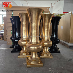 LEDA Luxury Trumpet Glass Gold Metal Flower <b>Stand</b> <b>Vase</b> Centerpieces Table Decoration for Wedding Events - Product Image 2