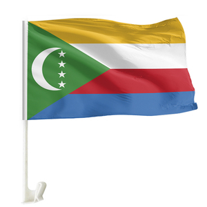 Promotion d'Usine Vente en Gros Drapeaux de Fenêtre de Voiture Nationaux Personnalisés 30*45cm 100% Polyester Solide Durable, Drapeau de Voiture Comorien - Product Image 1
