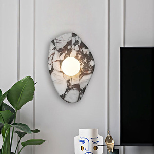 Lámpara de pared de mármol natural, bombilla Led E27, base de cristal, estilo nórdico, para pasillo, dormitorio, iluminación de fondo - Product Image 1