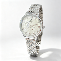 Montre mécanique automatique pour homme, cadran vintage, diamants incrustés, phase de lune, calendrier, étanche, montre de luxe pour homme