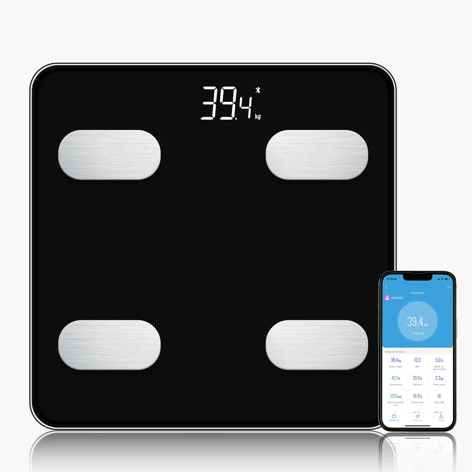 ميزان حمام رقمي ذكي للياقة البدنية مقياس وزن إلكتروني بشاشة ليد لعرض أوزان الدهون في الجسم محلل Bmi